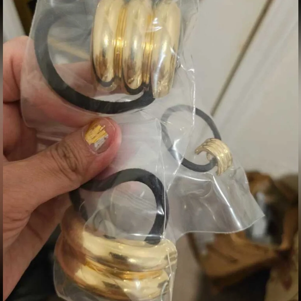Brand New - 3 Set Boho Gold Scrunchie Hair Tie Accessory Set